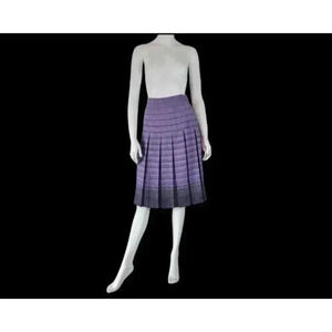 Vintage 80s Scottish Mauve Heather Wool Pleated Tartan Skirt M/L
